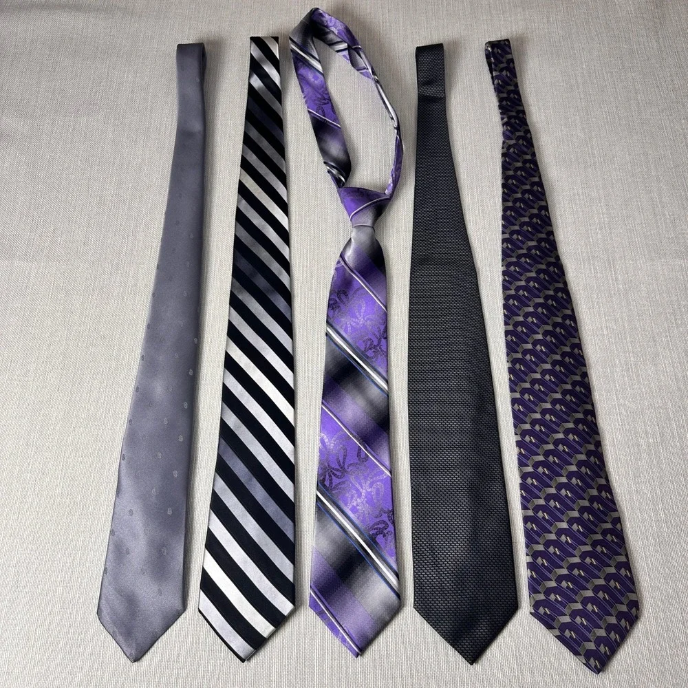 Vintage Classic Purple Grey Necktie Bundle Hennessy George Van Heusen Bill Blass